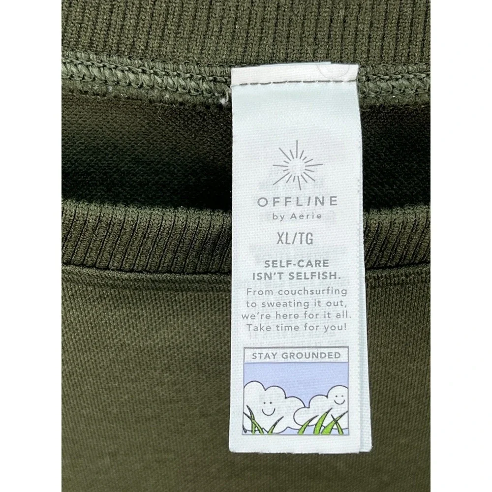 Offline By Aerie Olive Green Cropped Sidewalk Seamless Long Sleeve‎ Sz XL - Picture 5 of 8